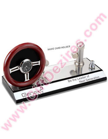 Metallic Multi Utility DeskTop Product - Office Utility - Table Clock - Card Holder - Pen Stand